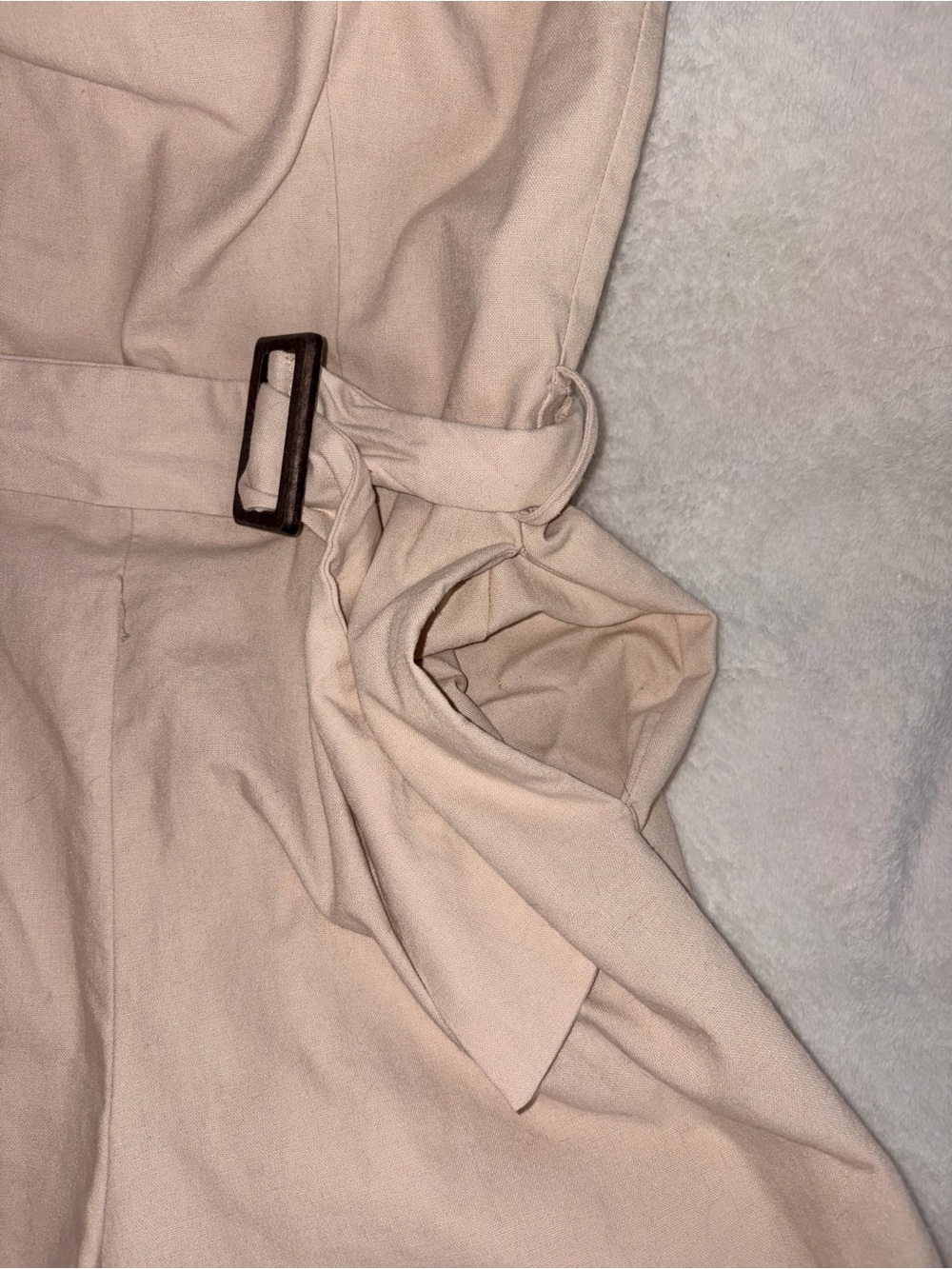 Monteau Strapless Cream Linen Romper sz M - Picture 7 of 9